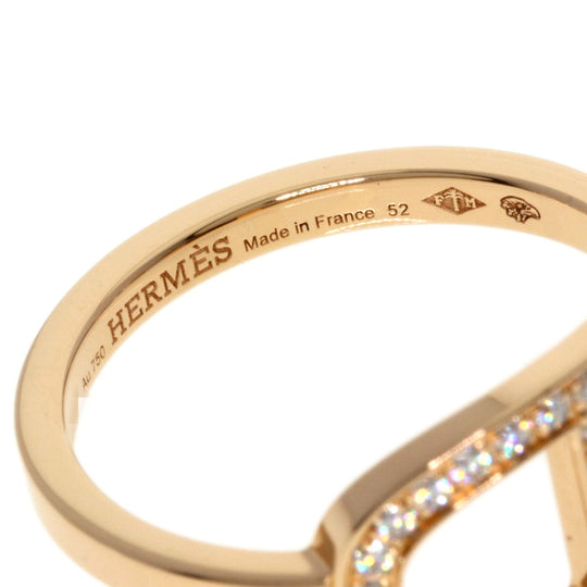 HERMES Ring 18K Pink Gold gold Chaine d'Ancre Contour MM Diamond #52 Women Used Authentic