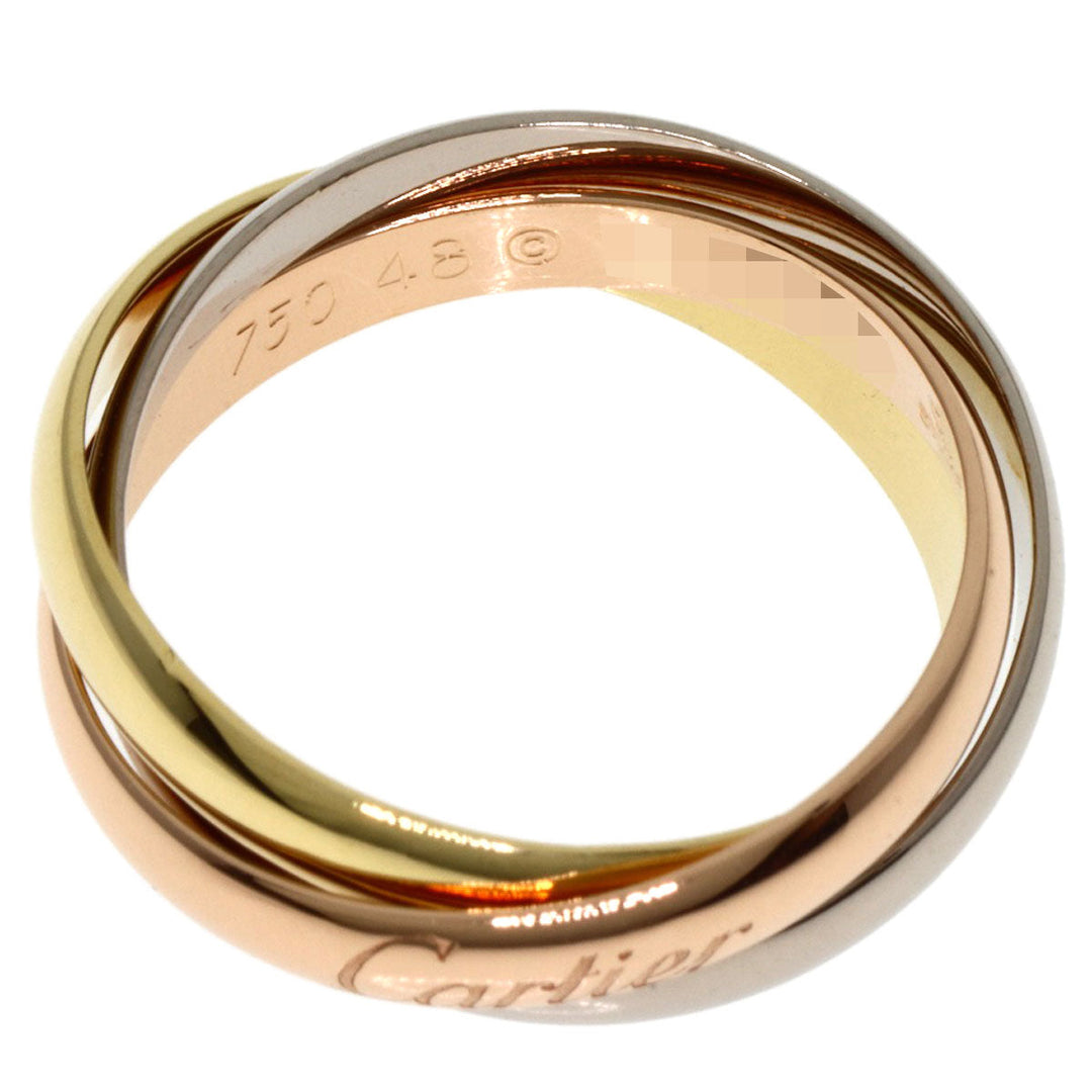CARTIER Ring K18YG , K18WG gold Trinity Small #48 Women Used Authentic