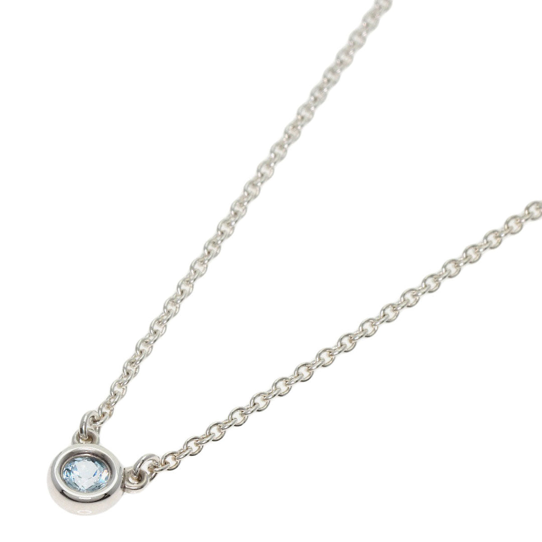TIFFANY&Co. Necklace SV Silver ByTheYard Aquamarine Women Used Authentic