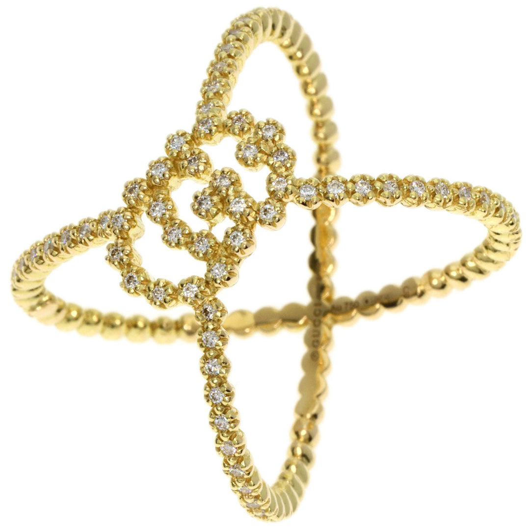 GUCCI Ring 18K Yellow Gold gold GG Running x Diamond #9