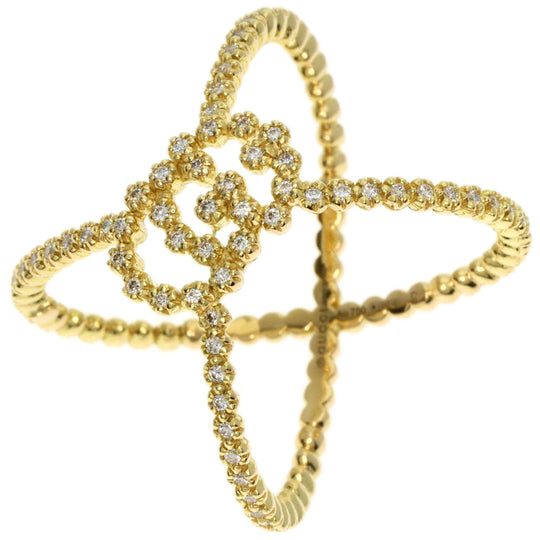 GUCCI Ring 18K Yellow Gold gold GG Running x Diamond #9