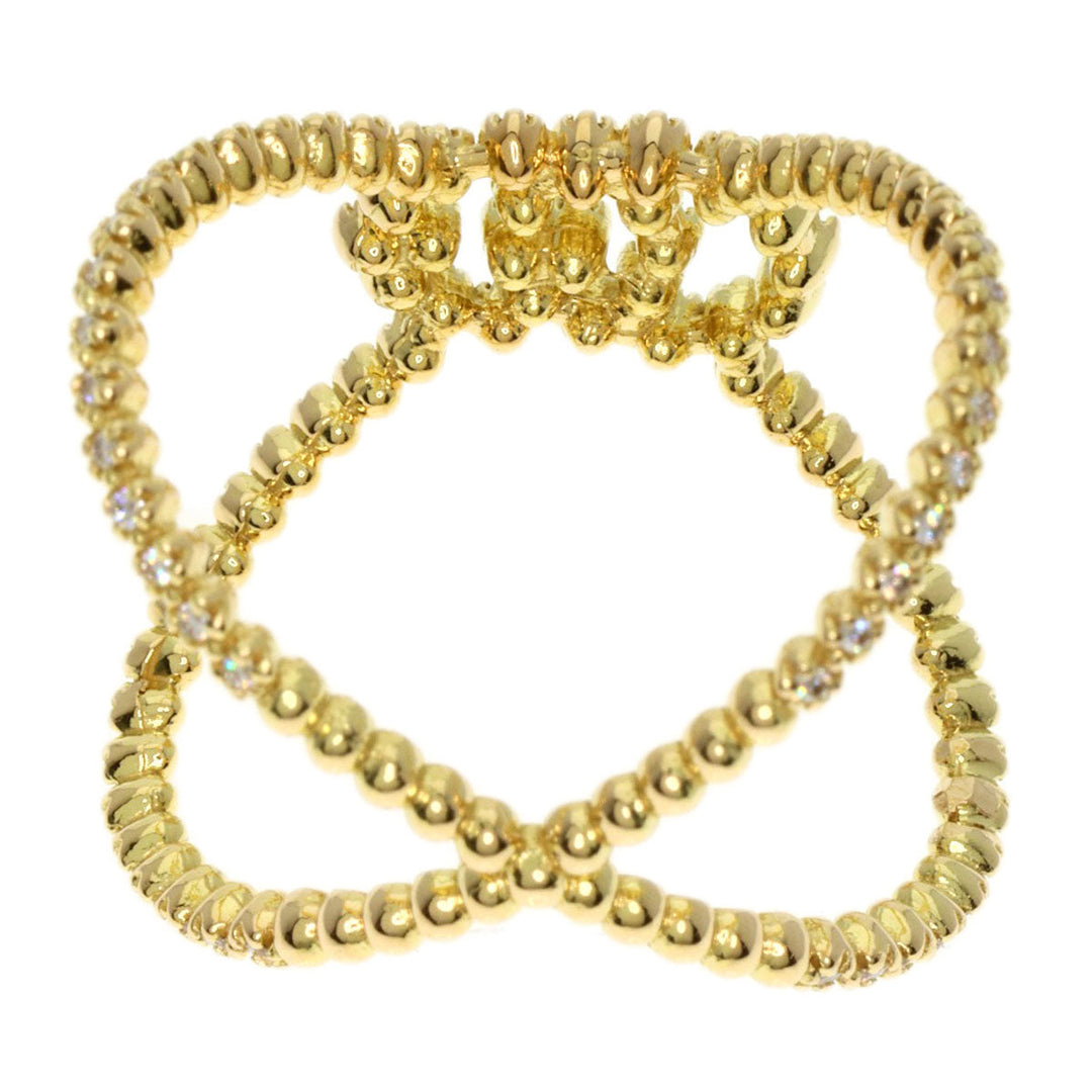 GUCCI Ring 18K Yellow Gold gold GG Running x Diamond #9