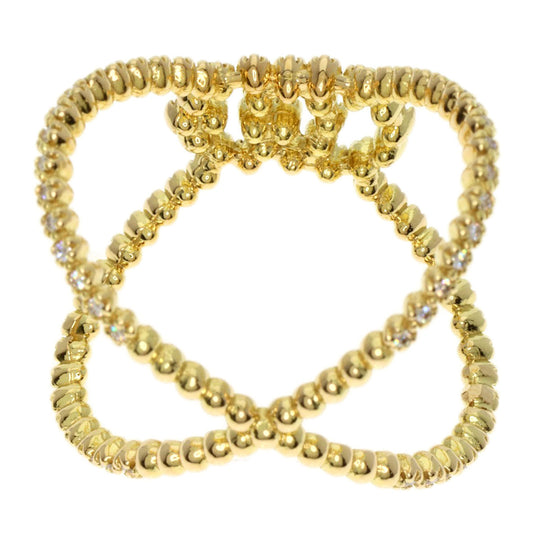 GUCCI Ring 18K Yellow Gold gold GG Running x Diamond #9