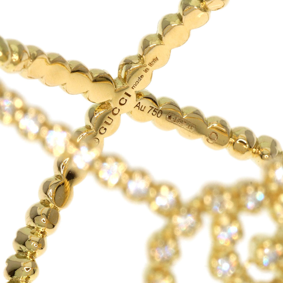 GUCCI Ring 18K Yellow Gold gold GG Running x Diamond #9