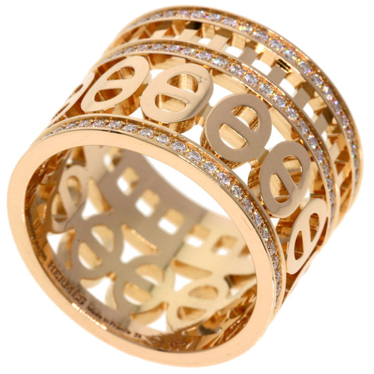 HERMES Ring 18K Pink Gold gold Chene Dunkle Divine Diamond #51
