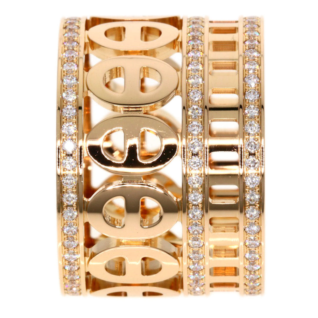 HERMES Ring 18K Pink Gold gold Chene Dunkle Divine Diamond #51