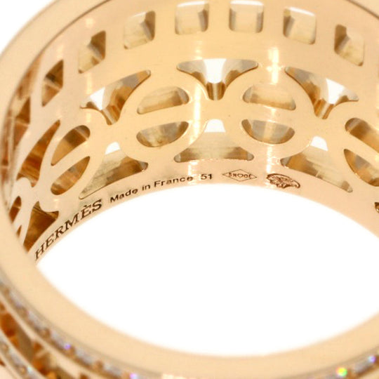 HERMES Ring 18K Pink Gold gold Chene Dunkle Divine Diamond #51