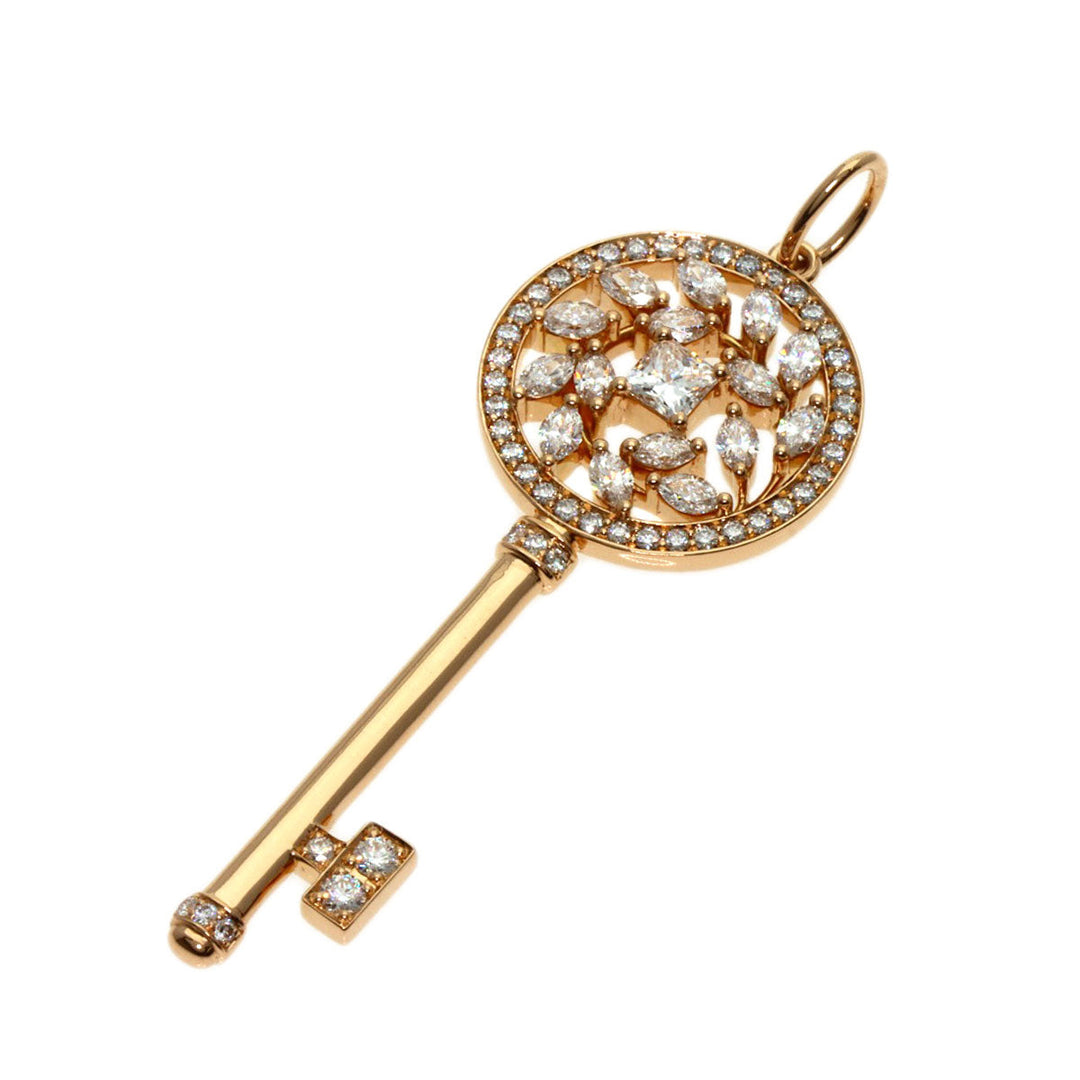 TIFFANY&Co. Pendant top 18K Pink Gold gold Victoria Diamond Vine Circle Key Women Used Authentic