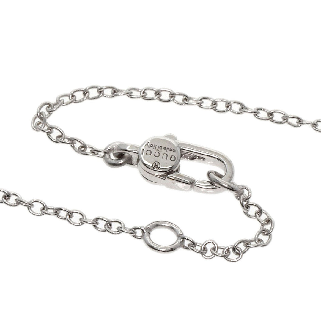 GUCCI Necklace K18WG Silver Icon GG Logo Circle Round Diamond