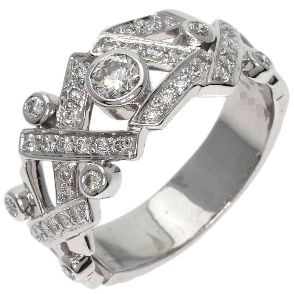 CHANEL Ring K18WG Silver Baroque Diamond Women Used Authentic