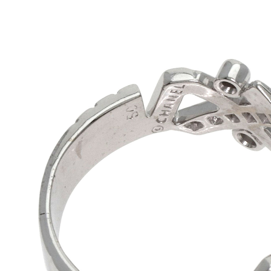 CHANEL Ring K18WG Silver Baroque Diamond Women Used Authentic