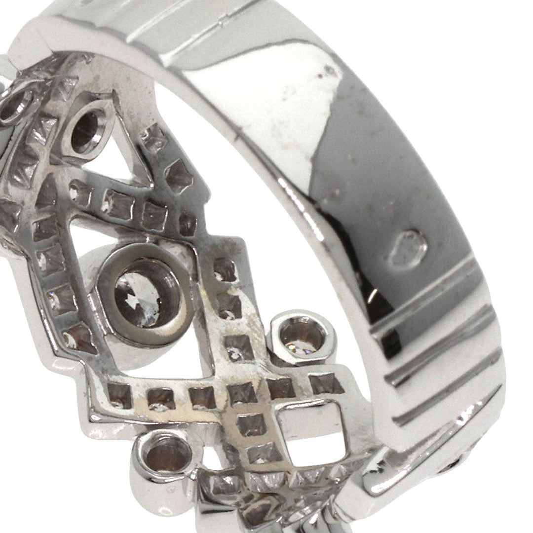 CHANEL Ring K18WG Silver Baroque Diamond Women Used Authentic