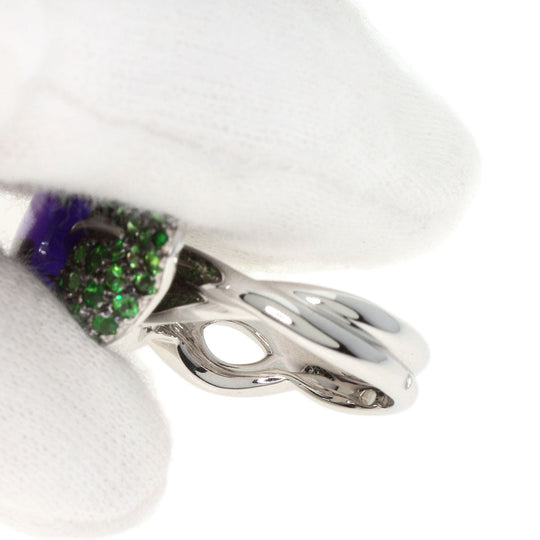 CHANEL Ring K18WG Silver Camellia Amethyst Garnet #50