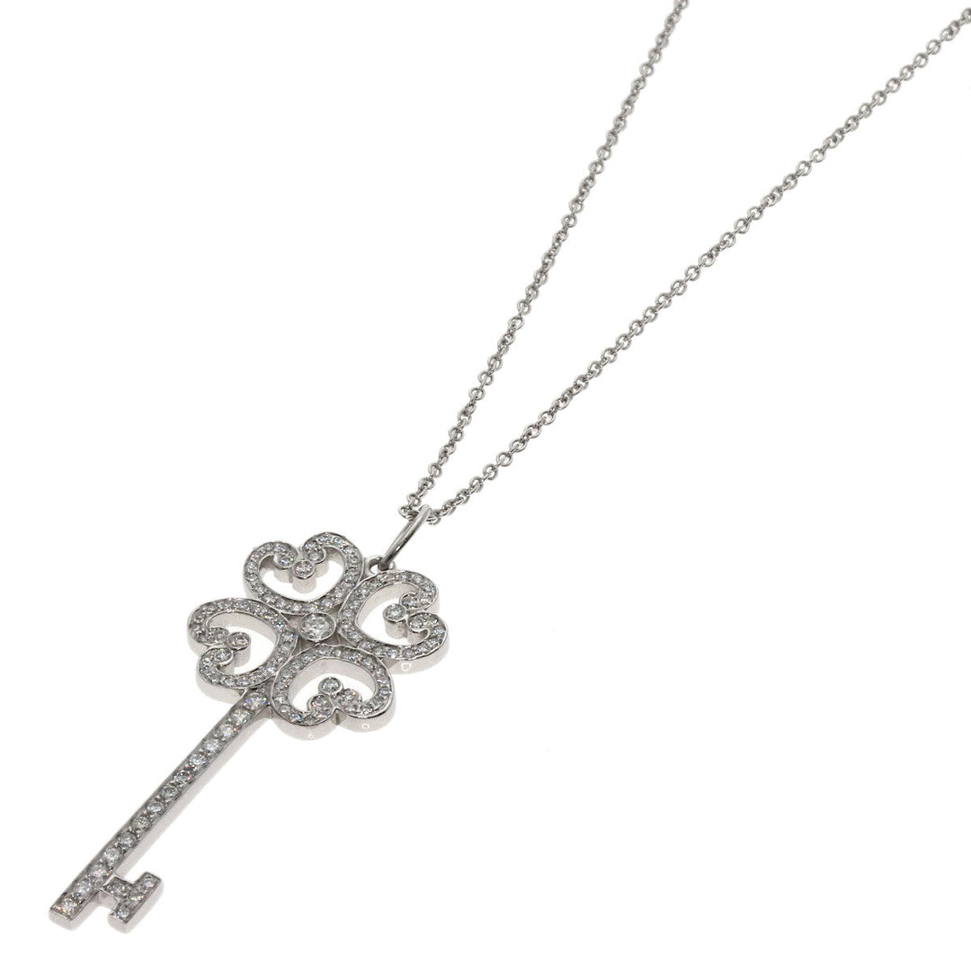 TIFFANY&Co. Necklace PT950 Silver Quatra Heart Key Diamond