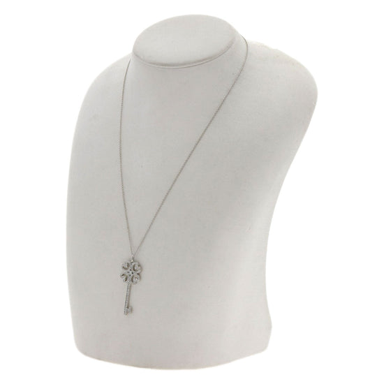 TIFFANY&Co. Necklace PT950 Silver Quatra Heart Key Diamond