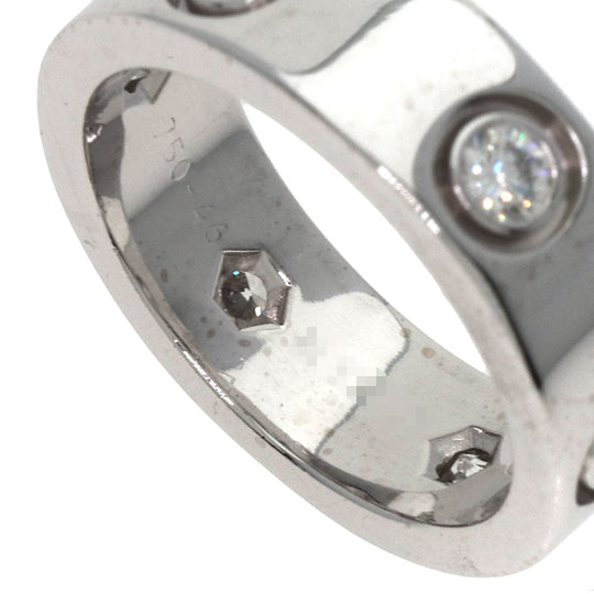 CARTIER Ring K18WG Silver Love Ring Full Diamond #46 Women Used Authentic