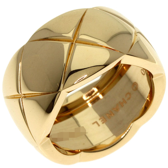 CHANEL Ring 18K Yellow Gold Silver Coco Crush Large #50 Women Used Authentic