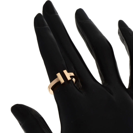 TIFFANY&Co. Ring 18K Pink Gold gold T square Women Used Authentic