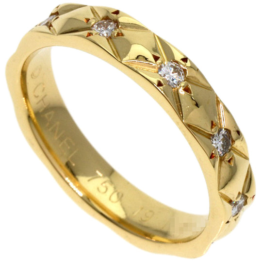 CHANEL Ring 18K Yellow Gold gold Matelasse Eternity Diamond #49