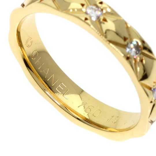 CHANEL Ring 18K Yellow Gold gold Matelasse Eternity Diamond #49