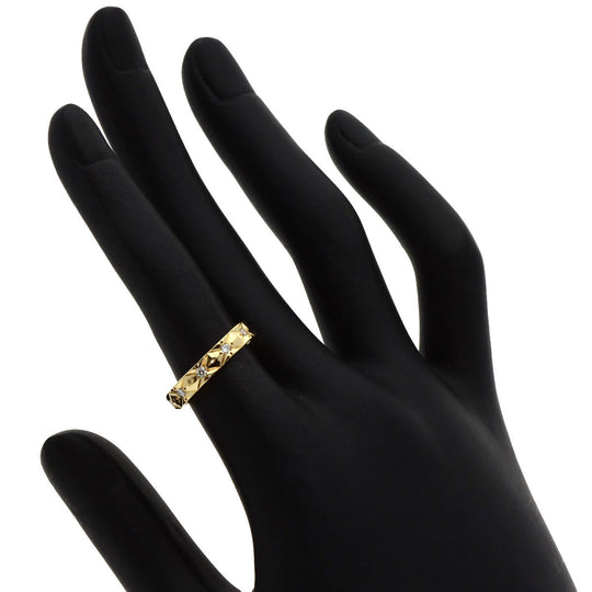 CHANEL Ring 18K Yellow Gold gold Matelasse Eternity Diamond #49