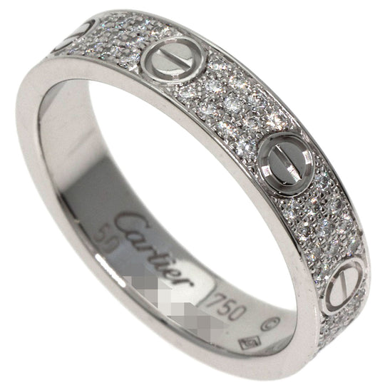 CARTIER Ring K18WG Silver Mini love ring pave diamond #50