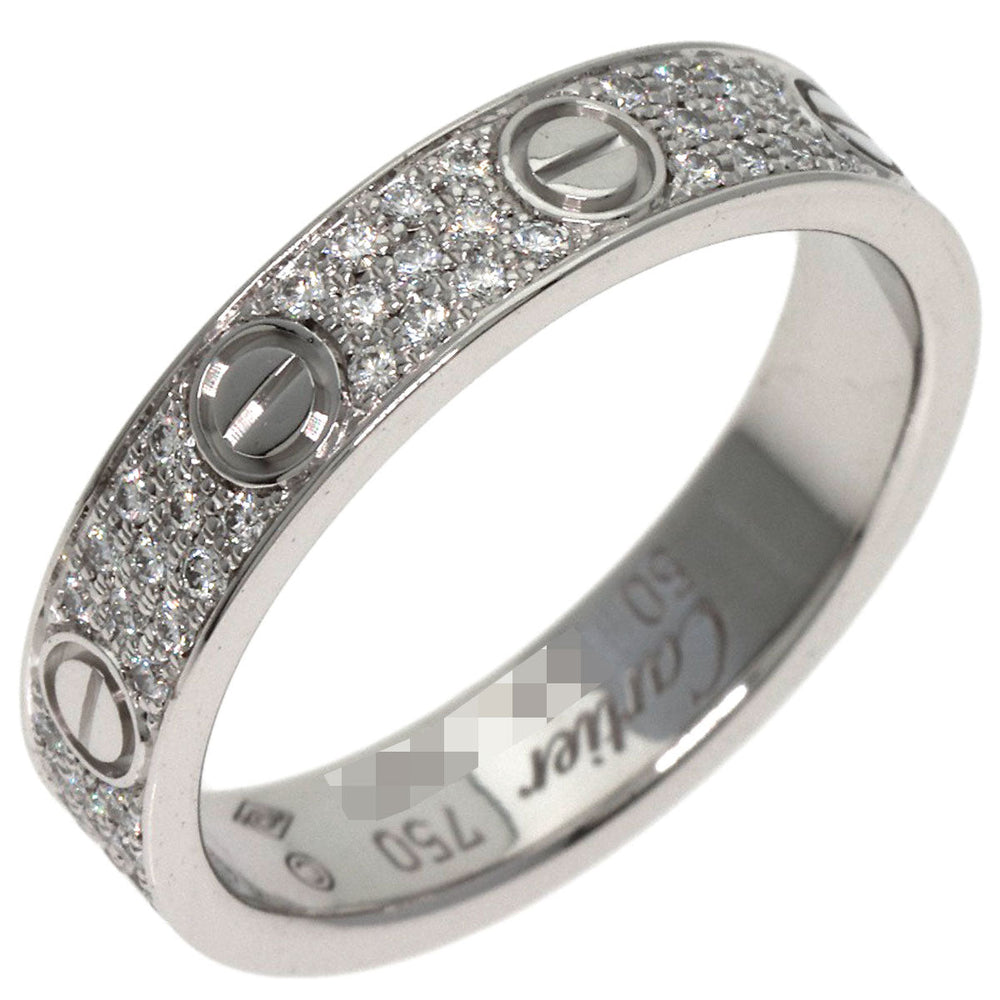 CARTIER Ring K18WG Silver Mini love ring pave diamond #50