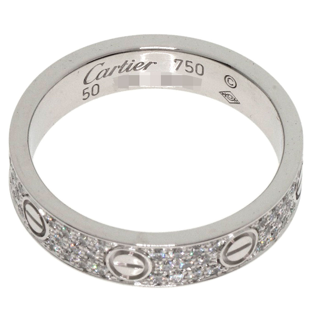 CARTIER Ring K18WG Silver Mini love ring pave diamond #50