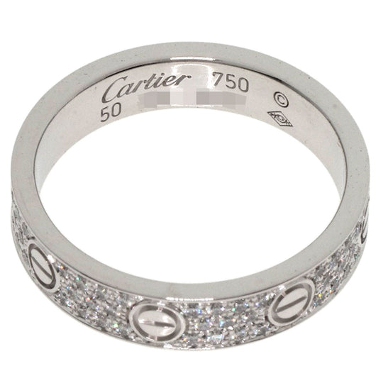 CARTIER Ring K18WG Silver Mini love ring pave diamond #50