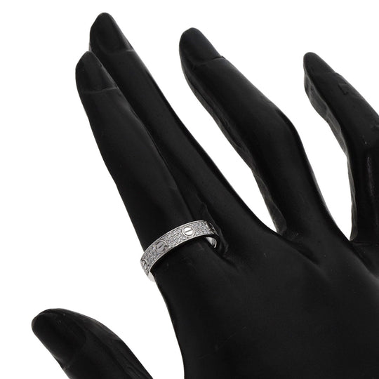 CARTIER Ring K18WG Silver Mini love ring pave diamond #50