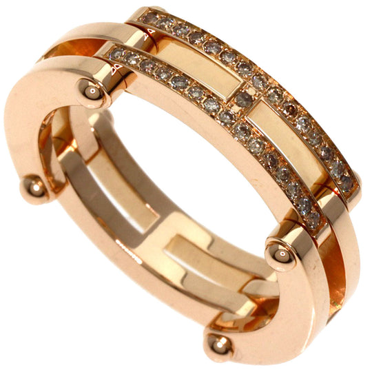 HERMES Ring 18K Pink Gold gold H logo diamond #52