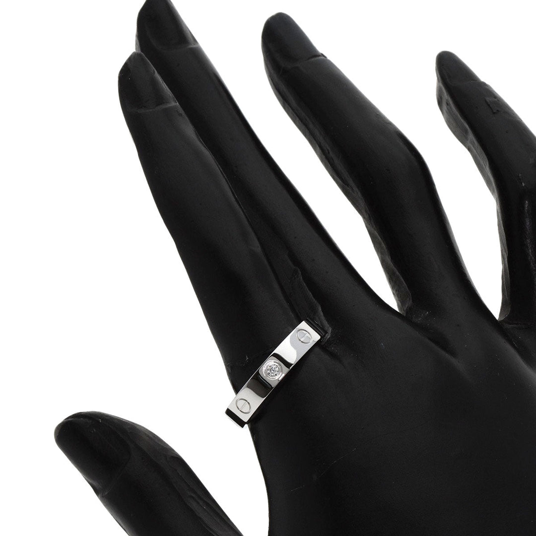 CARTIER Ring K18WG Silver Mini love ring 1P Diamond #58