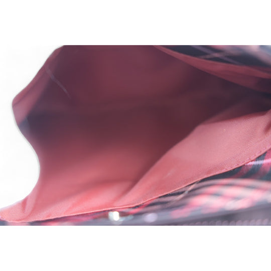 Burberry London Blue Label Handbag Black Pink Plaid Women's Tote Bag Designer Purse