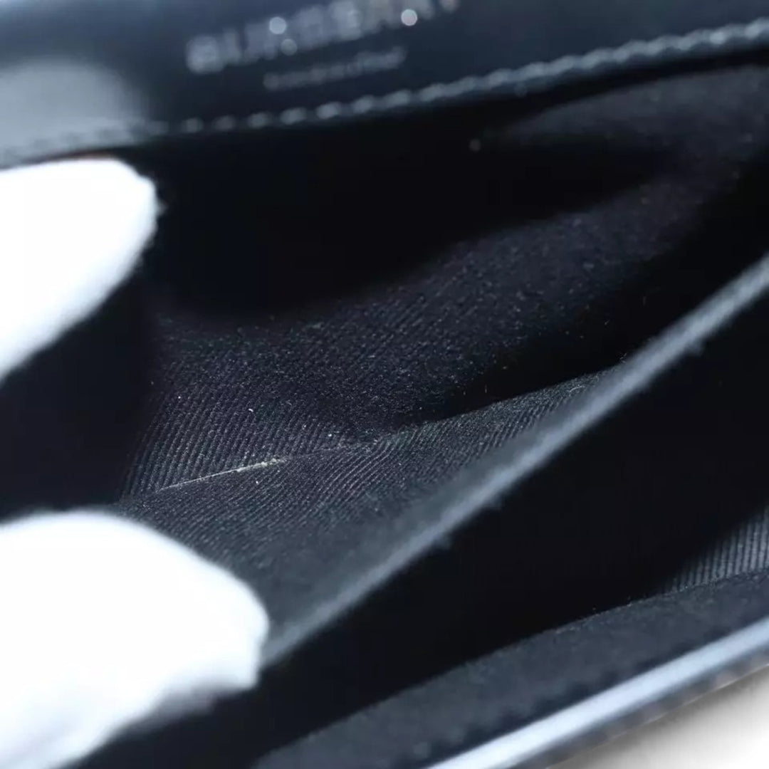 Burberry Chain Shoulder Bag Patent Leather Silver Women Handbag