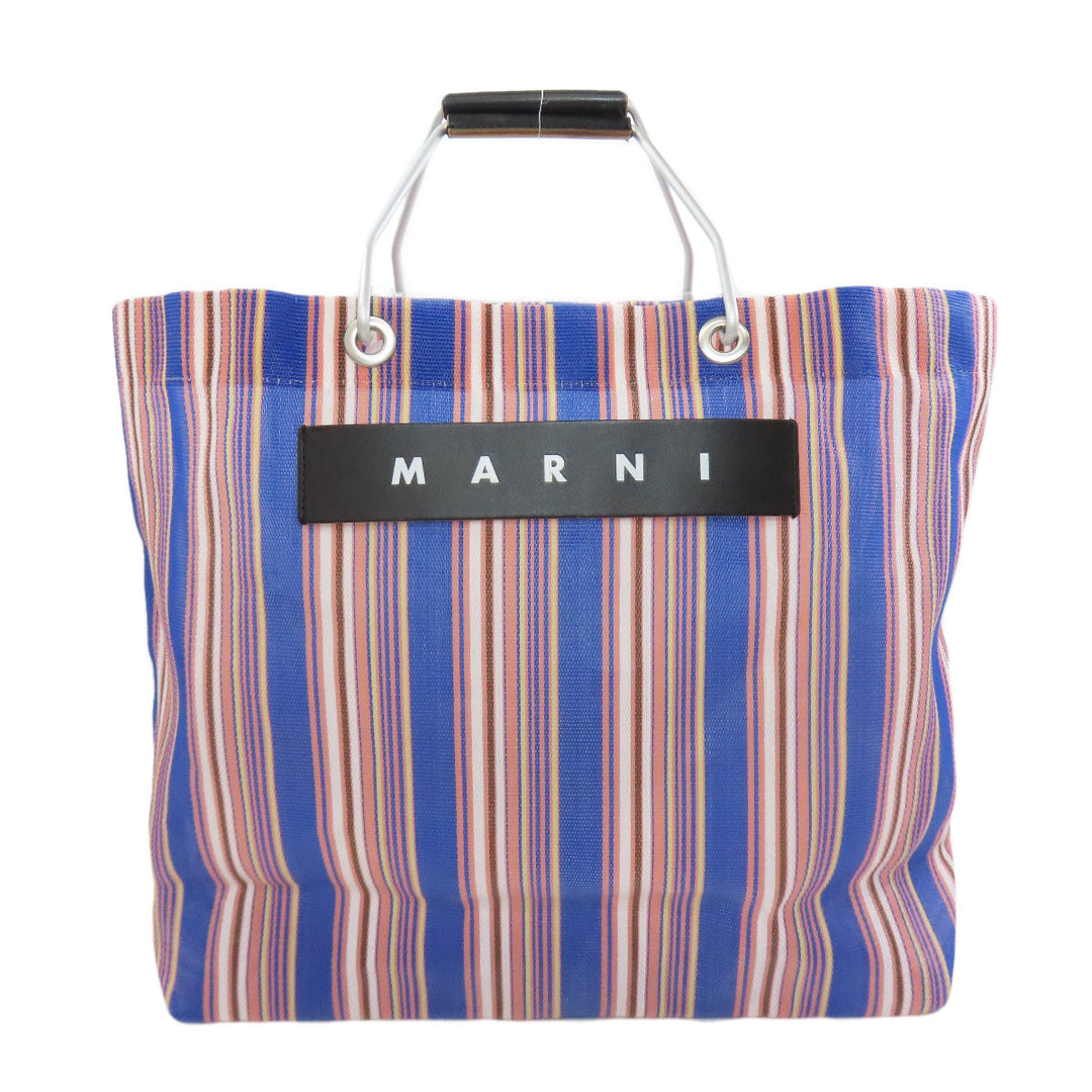 MARNI Handbag Nylon blue Flower cafe Women Used Authentic