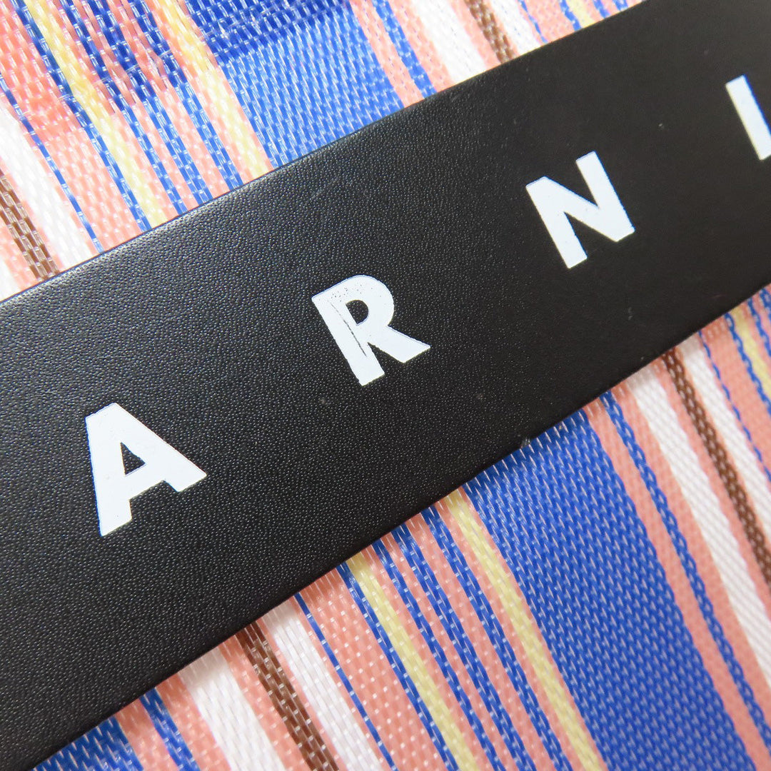 MARNI Handbag Nylon blue Flower cafe Women Used Authentic