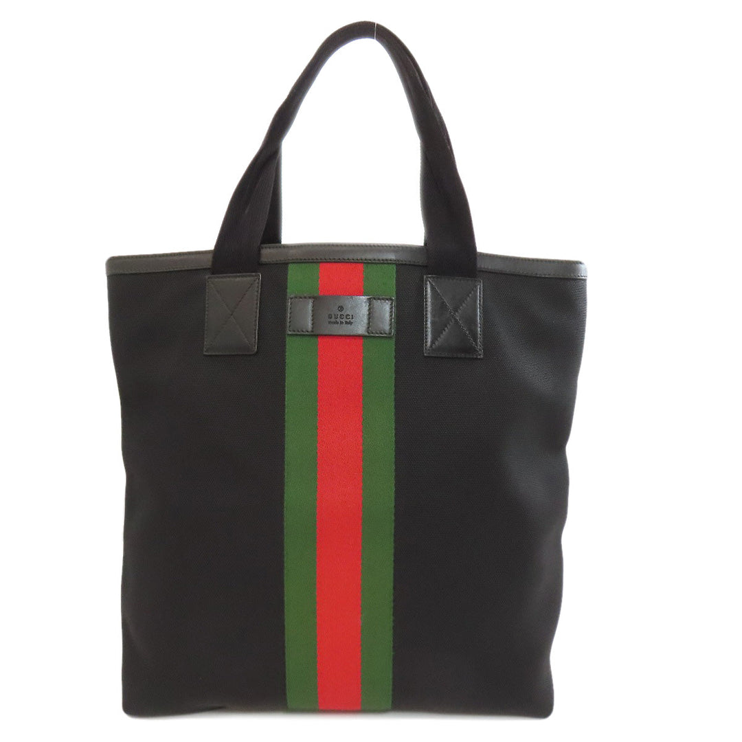 GUCCI Tote Bag 387107 canvas black Sherry line Women Used Authentic