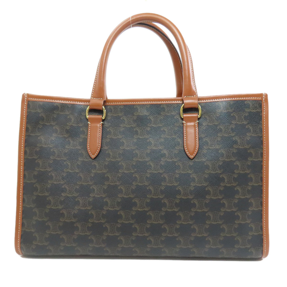 CELINE Tote Bag PVC Brown Triomphe 2WAY Women Used Authentic