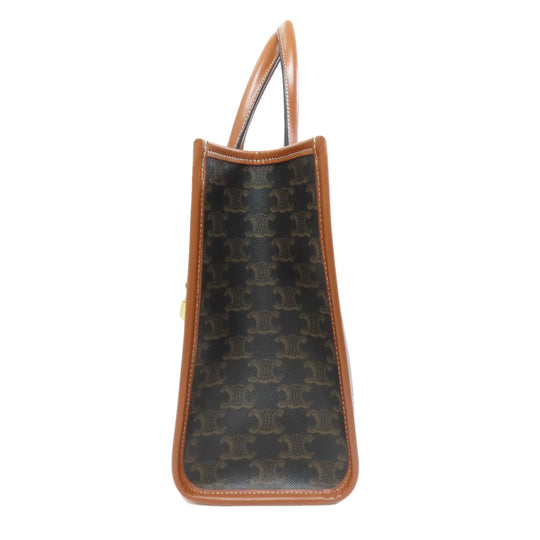 CELINE Tote Bag PVC Brown Triomphe 2WAY Women Used Authentic