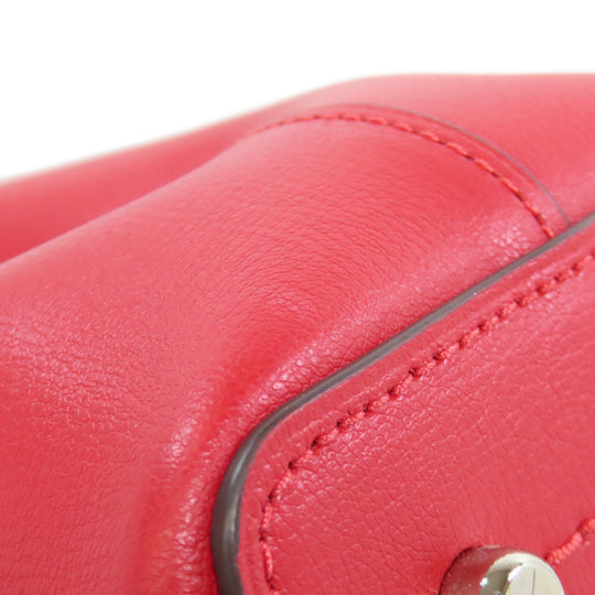 COACH Tote Bag F73277 leather Red logo Women Used Authentic