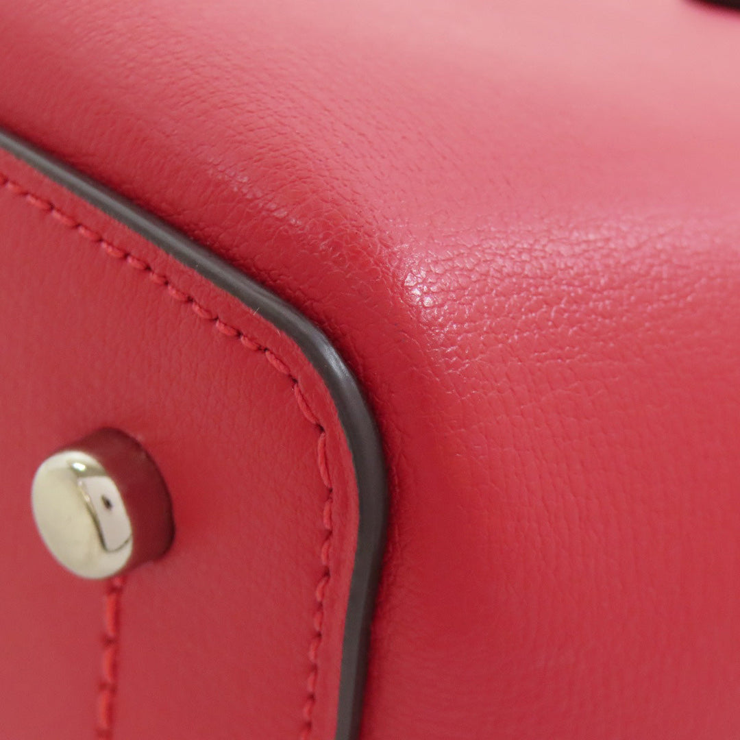 COACH Tote Bag F73277 leather Red logo Women Used Authentic