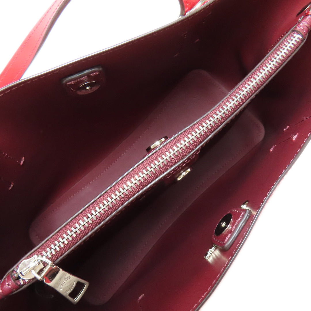 COACH Tote Bag F73277 leather Red logo Women Used Authentic