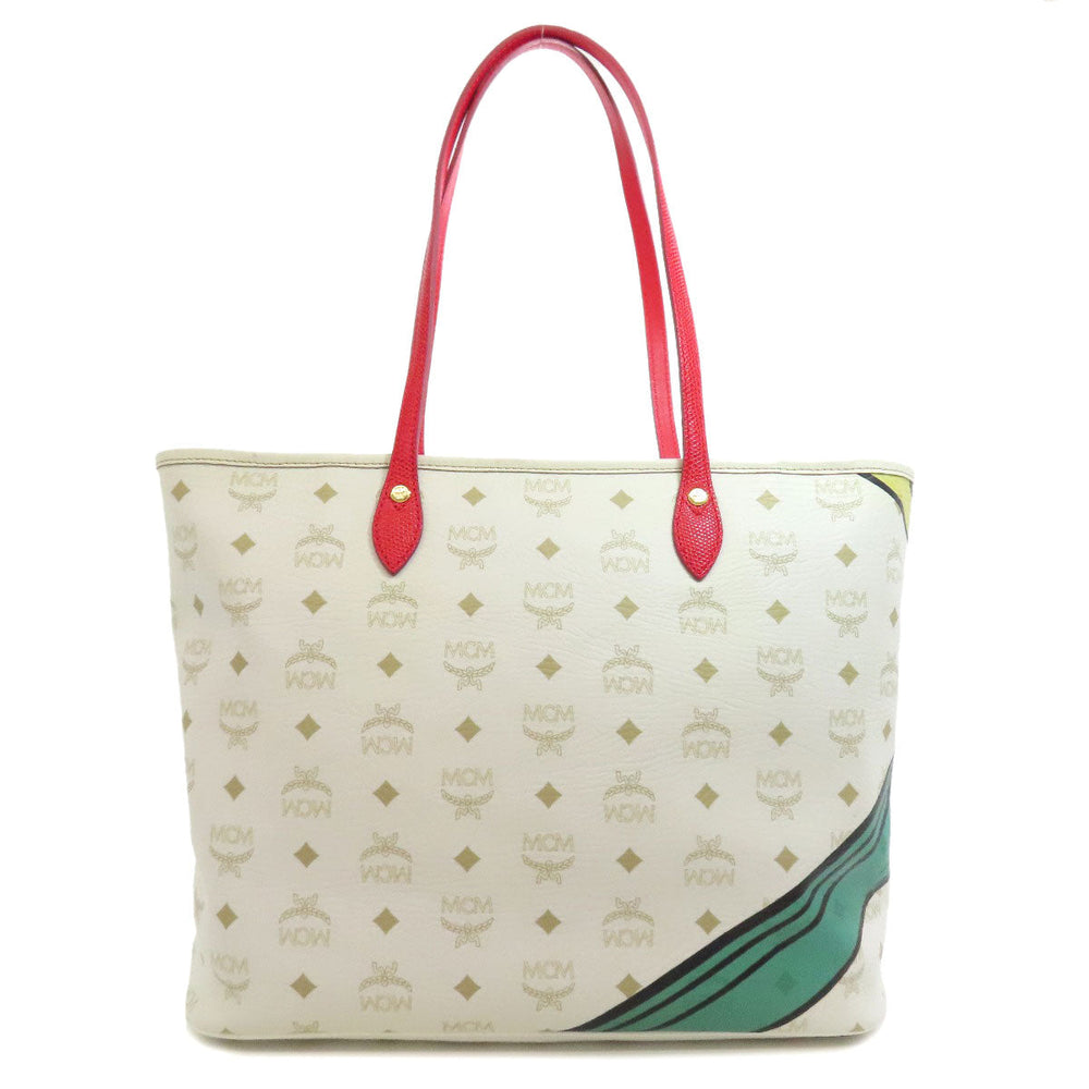 MCM Tote Bag PVC white logo Women Used Authentic
