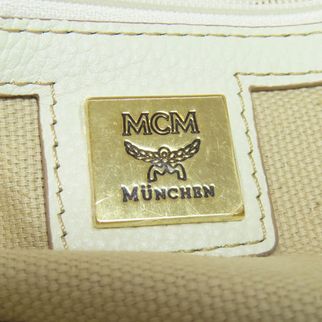 MCM Tote Bag PVC white logo Women Used Authentic