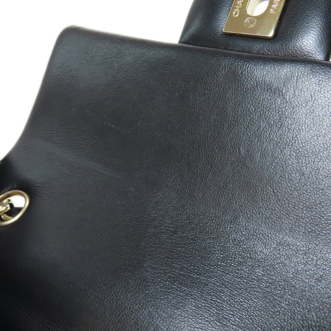 CHANEL Shoulder Bag lambskin black Matelasse Gold Metal Women Used Authentic