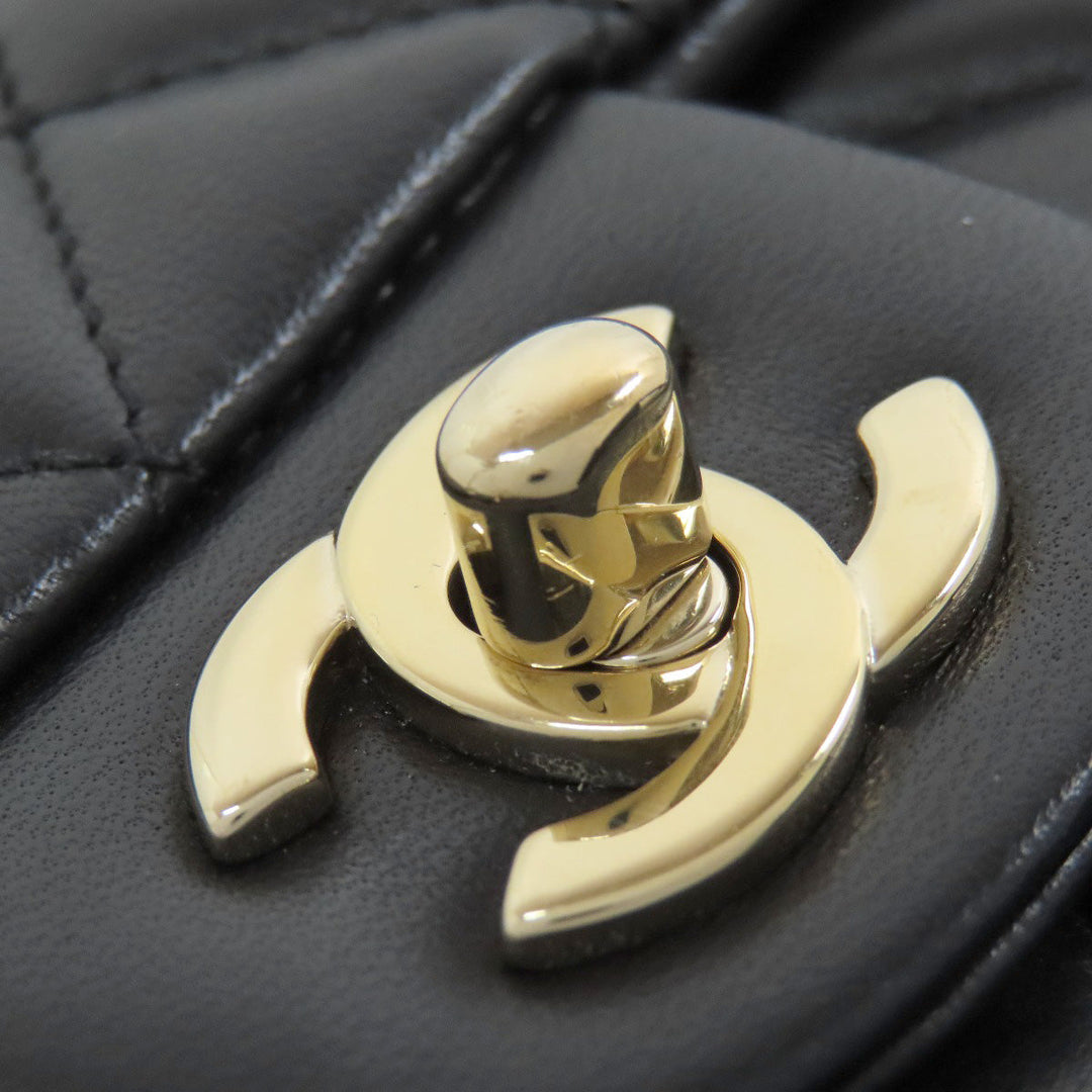 CHANEL Shoulder Bag lambskin black Matelasse Gold Metal Women Used Authentic