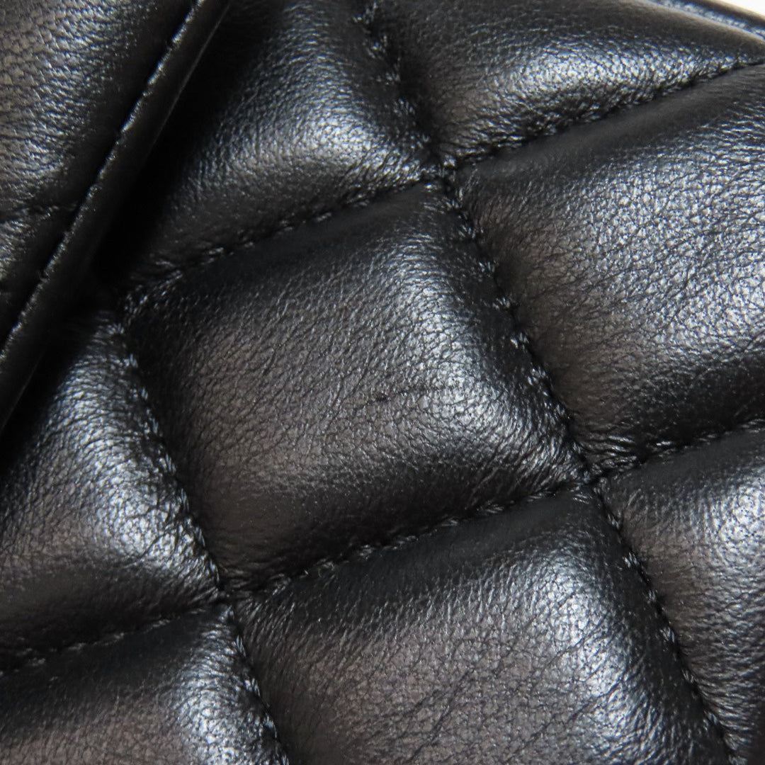 CHANEL Shoulder Bag lambskin black Matelasse Gold Metal Women Used Authentic