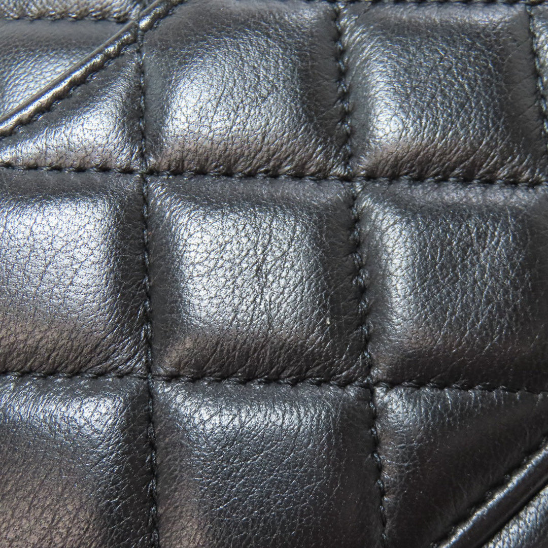 CHANEL Shoulder Bag lambskin black Matelasse Gold Metal Women Used Authentic