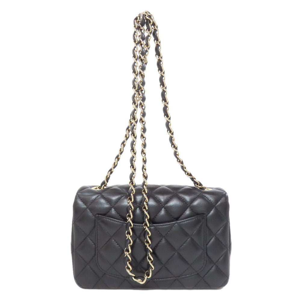 CHANEL Shoulder Bag lambskin black Matelasse Gold Metal Women Used Authentic
