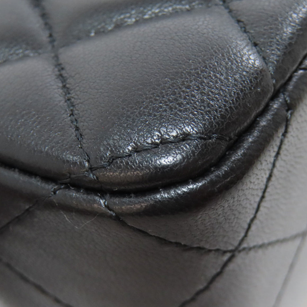 CHANEL Shoulder Bag lambskin black Matelasse Gold Metal Women Used Authentic